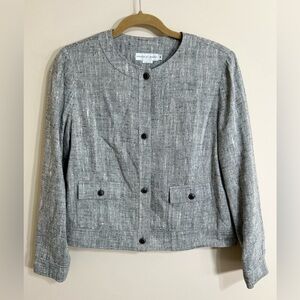 GARFIELD & MARKS Cropped Button Front Blazer Linen Silk Blend Career Office 8